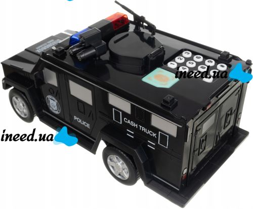 Дитяча скарбничка сейф у вигляді машинки G63 купюроприймач, банкомат, електронна поліцейська машинка для грошей з кодовим замком і відбитком пальця