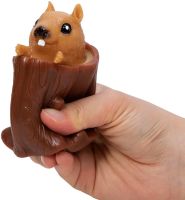 Silicone Antistress Squirrel Toy in a Hollow Nutty Squirrel Popper JG-88 6.5 x 6cm Bouncing Pop It Sweatshirt in a Log for Children T206 Brown 