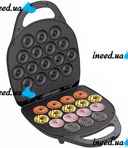 Электрическая машинка Hoffmans HM-3010 1400W для приготовления пончиков на 16 штук, Аппарат для выпекания донатов с антипригарным покрытием от сети