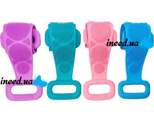 Silicone Double-Sided Body Scrubber, 70 cm, Body Scrubber and Massager, Shower and Bath Massage Brush with Handles, Silica Gel Bath Brush