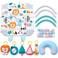 Детский развивающий коврик Ricokids Rabbit FK-2946 3в1 интерактивный манеж с мягкими бортиками, сухой бассейн с игрушками шариками для новорожденных
