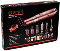 Gemei GM-4831 7 in 1 styling multistyler hair dryer brush with attachments 2200W flat iron curling tongs Gemmy for drying, curling, straightening and volumizing hair Pink