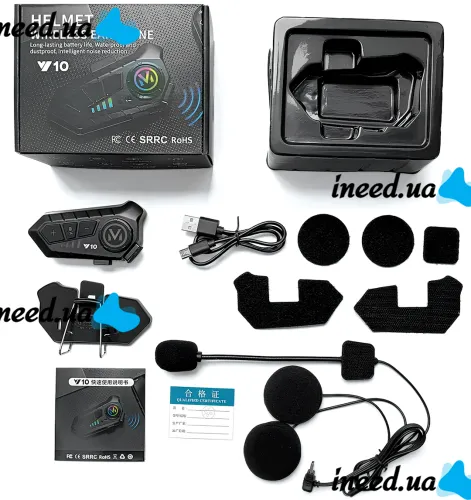 Helmet Wireless Earphone Y10 Helmet Wireless Headset with Soft Microphone and Noise Cancellation, Motorcycle Headset with Touch Control and Bluetooth