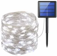 Уличная светодиодная гирлянда Solar String Lights LS48-100W 12 метров 100 LED диодов Холодный белый Роса Cool light с солнечной панелью для деревьев и веранд
