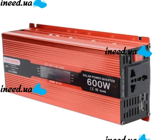 Автомобільний інвертор UKC AC/DC 12V-220V 600W CJ-LS600 авто перетворювач напруги струму з LCD дисплеєм від прикурювача, акумулятора з екраном