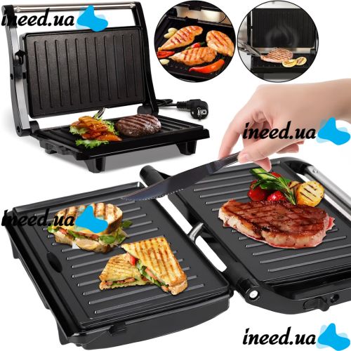 Electric Contact Grill Bitek BT-2685 2000W Clamping Electric Grill for Meat, Sandwich Maker with non-stick coating and Timer Grill Maker