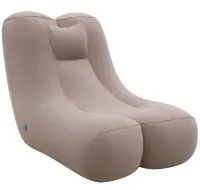 Inflatable Lounge Chair DL-484 (up to 115 kg) for Relaxation—Single-Seater Frameless Sofa with Headrest, 115×96×75 cm, Beige