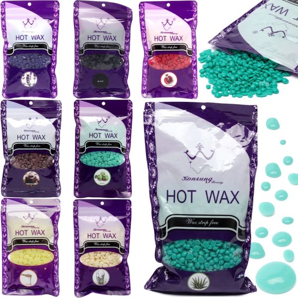 Цветной воск в гранулах для воскоплава Konsung Hot Wax 500 грамм профессиональный низкотемпературный пленочный воск для депиляции всех типов кожи