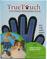 Рукавичка для вичісування шерсті домашніх тварин True Touch універсальна гумова щітка для розчісування і догляду для кішок і собак Тру Тач синя