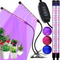 Світлодіодна гнучка фітолампи Grow Light 2 гілки для вирощування кімнатних рослин і розсади, світильник на 2 лампи повний спектр USB з таймером