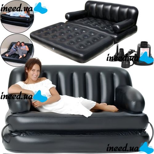 Inflatable Double Bed Transformer Bestway 75054 sofa 5 in 1 with double mattress and Armrest 188x152x64 cm sofa bed with reclining backrest