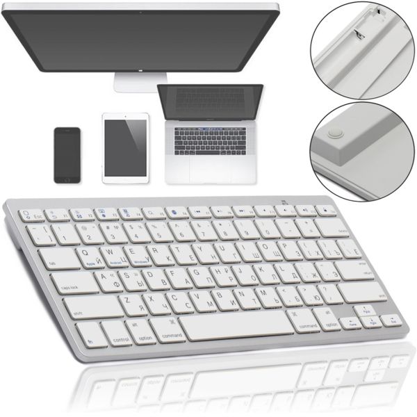 Wireless Ultrathin Bluetooth Keyboard Wireless Keyboard X5 Silver for PC Computer and Tablet with Bluetooth Battery Powered X-5 Silver