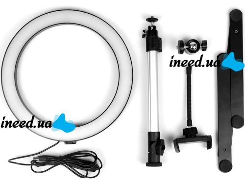 Кільцева лампа зі штативом LED Ring Light QX-206 26 см світлодіодне селфи кільце з підставкою і тримачем для настільної зйомки 3 режими світіння