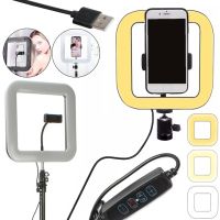 Квадратна кільцева селфи лампа Square Light D35 28 см підлогова світлодіодна LED лампа з тримачем для телефону для фото і відеозйомки USB