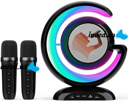 Portable Night Light with Karaoke Lightshow YS-110 Desktop Wireless Lamp with Bluetooth Speaker, Two Microphones and RGB LED Backlight