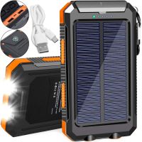 Портативний зарядний пристрій Power Bank Solar Charger QL-268 20000mAh протиударний повербанк з сонячною панеллю подвійний зарядкою USB ліхтариком
