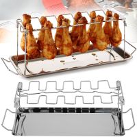 Підставка для приготування курячих ніжок A-Plus Barbecude KF-0982 універсальна стійка з піддоном для духовки та гриля, решітка з нержавіючої сталі