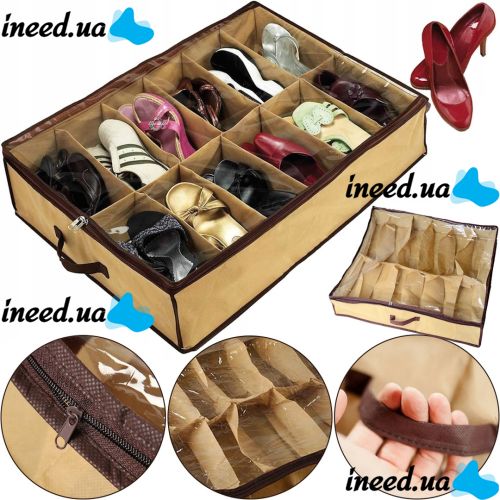  Shoes Under Shoe Storage Organizer for 12 Pairs Shoe Drawer Shoesander Case with Compartments in the Closet for Protection from Dust and dirt Brown
