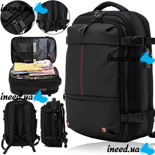 Вакуумний рюкзак Airback 8897 міська наплічна сумка на 40 л з кодовим замком, ручна дорожня поклажа з вакуумним відділенням і насосом USB MAG-910