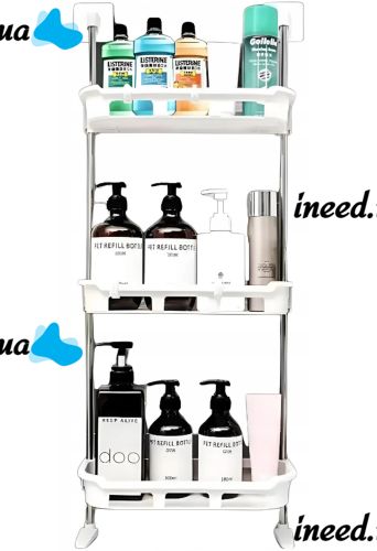 Wall shelf organizer Stenson R93341 for storing bathroom accessories 3 tiers above the toilet, Shelf rack 3 levels for toilet and bathroom