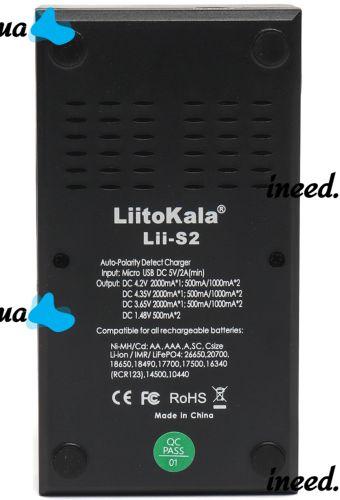 LiitoKala Lii-S2 Battery Charger Universal Charging with LCD Display Indicator for 18650 batteries with 2 USB batteries