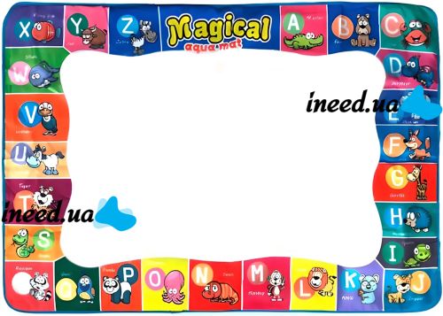 Children's Educational Water Drawing Mat Magical Aqua Mat 120x90 cm Gaming Waterproof Aqua Mat with Water Markers and Stencil