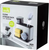 Диспенсер з дозатором для миючого Clean Storage Rack TH3700 3 в 1 органайзер для столових приладів з підставкою і зливом для води на мийку PK-1