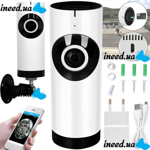 Панорамна бездротова IP камера Camera Cad 1315 настільна WiFi камера відеоспостереження риб'яче око з кріпленням, відеореєстратор DVR MicroSD