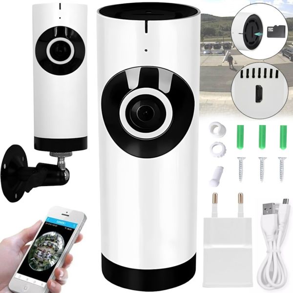 Панорамная беспроводная IP камера Camera Cad 1315 настольная WiFi камера видеонаблюдения рыбий глаз с креплением, видеорегистратор DVR MicroSD