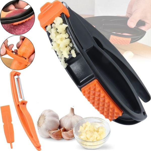 Многофункциональный измельчитель чеснока очиститель Multifunctional Garlic Presser YFZ-061 чесночница, Ручной пресс овощечистка терка для овощей