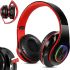 Bluetooth B39 Black Wireless Over-ear Headphones with Microphone, TF Card Support and LED Backlight SD AUX Bluetooth Stereo Headphones Black and Red
