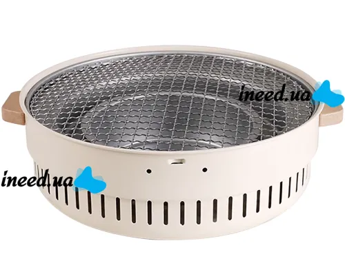 Бездимний круглий гриль з решіткою Stove NO.898 30 см для барбекю, Вугільна складна кругла піч для смаження м'яса, риби та овочів для кемпінгу