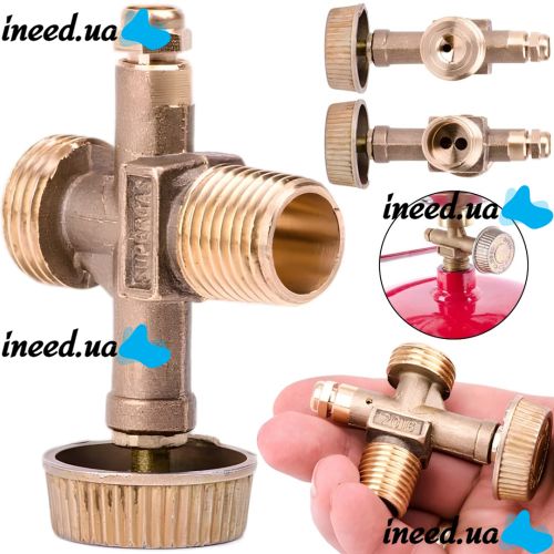 Valve adapter for gas cylinders INTERTOOL GS-0009 valve with safety valve flywheel 21.8 mm for tourist burners Y-10
