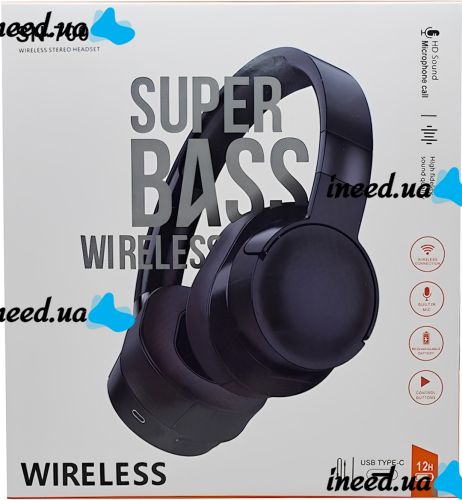 Large Wireless Stereo Headphones Bluetooth Wireless Headset SN-700 Overhead Rechargeable Headset with Headband and Microphone Mini-jack USB
