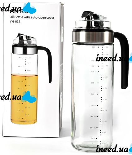 Дозатор для рослинної олії An Rui Oil Bottle YH-033 550 мл скляна пляшка для оцту, кухонний диспенсер для зберігання рідких продуктів