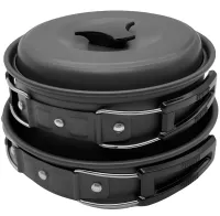 Туристический кухонный набор посуды Cooking Set SY-200 2 в 1 комплект сковородка, кастрюля и кухонные принадлежности в чехле для кемпинга DS-200