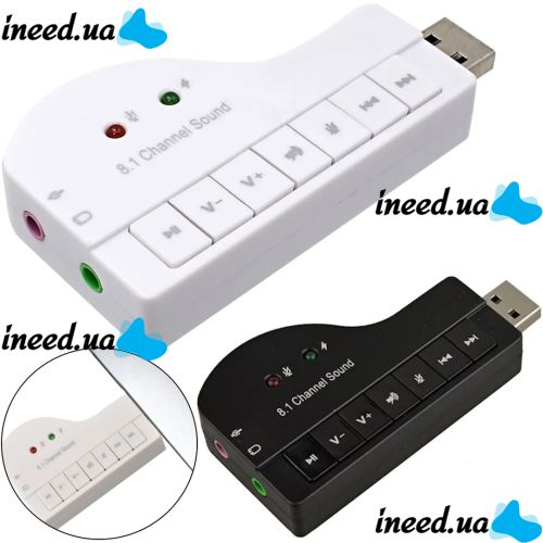 External USB 8.1 Piano Sound Card External Sound Adapter for Laptop and PC Computer, USB Audio Card with Control Buttons 8.3x4.3 cm