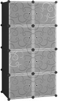 Складной шкаф органайзер для вещей Storage Cube Cabinet MP-28-51 76Х37Х146 см пластиковая тумба на 8 секций полочка для одежды и обуви Черная MP28-51