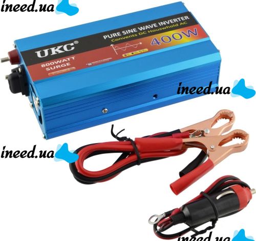 Перетворювач з чистою синусоїдою UKC AC / DC 12V-220V 400W автомобільний інвертор напруги струму 12В 220В 400 Вт акумулятор від прикурювача