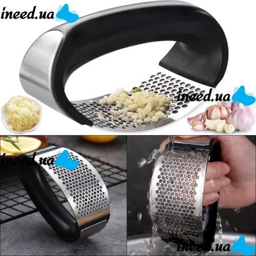 Прес подрібнювач Arc-Shaped Garlic Press для часнику, Ручна часничниця, Часникодавка, натискна часникодавилка з нержавіючої сталі Чорна