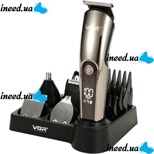 VGR V-107 cordless hair trimmer VGR V-107 professional 11-in-1 cordless beard and moustache trimmer with display and accessory stand