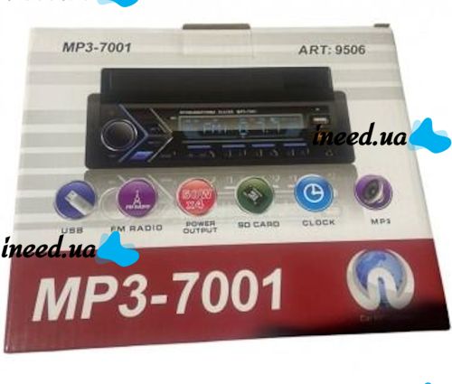 Car stereo player 1Din Pioneer MP3 7001 BT with phone holder, Car Bluetooth stereo with microphone USB SD player Black