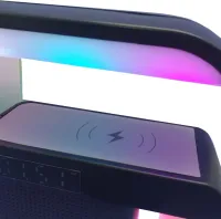 Настільна смарт лампа нічник RGB XM-G3 акумуляторний з бездротовою зарядкою 15W і Bluetooth колонкою, Блютуз колонка G3 з підсвічуванням Чорна