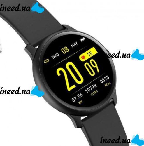 Wrist Smart Watch KW19 Black 44mm with Pressure Measurement and Fitness Tracker Smart Bluetooth Watch with Heart Rate Monitor IP67 Black