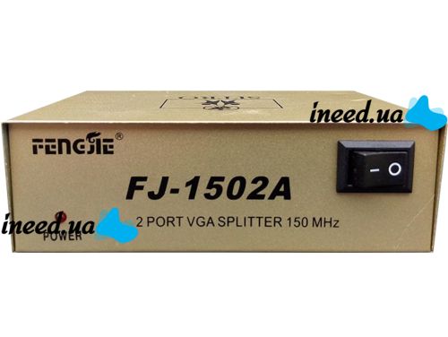 Сплиттер VGA KV-FJ1502A Splitter, Коммутатор 150MHz 2 Port два порта с адаптером разветвитель VGA