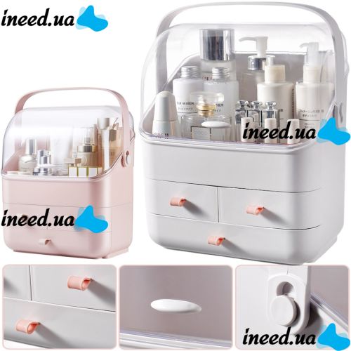 Органайзер для зберігання косметики Cosmetic Storage Box 3 LD - 304 настільна косметична поличка з висувними ящиками і ручкою для прикрас LD288