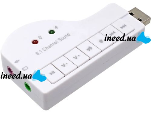 External USB 8.1 Piano Sound Card External Sound Adapter for Laptop and PC Computer, USB Audio Card with Control Buttons 8.3x4.3 cm