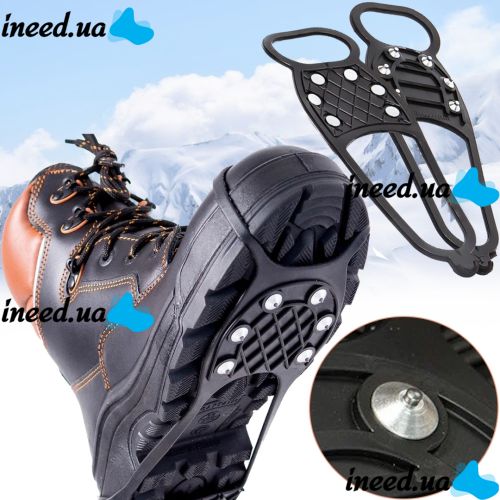 Ice climbers with full metal spikes for shoes size 36-45, rubber overlays for shoes with metal spikes for walking on ice and snow