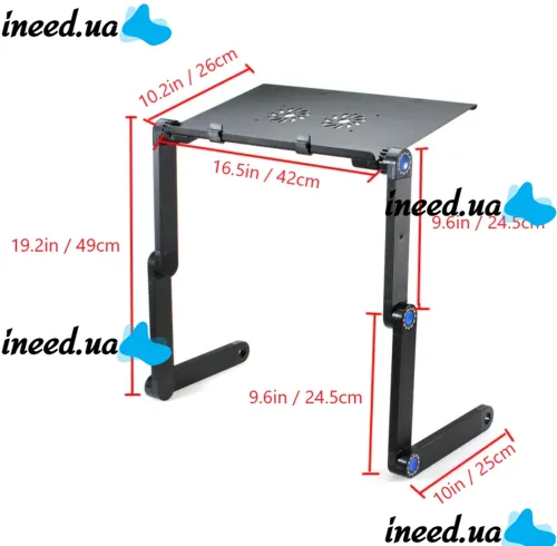 Складной столик трансформер для ноутбука Laptop Table T8 с USB-охлаждением и подставкой для мышки, Раскладной стол для ноутбуков с вентилятором