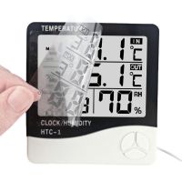 Электронный комнатный термометр HTC-1 часы LCD будильник, календарь, измеритель влажности воздуха в помещении, цифровой гигрометр для дома